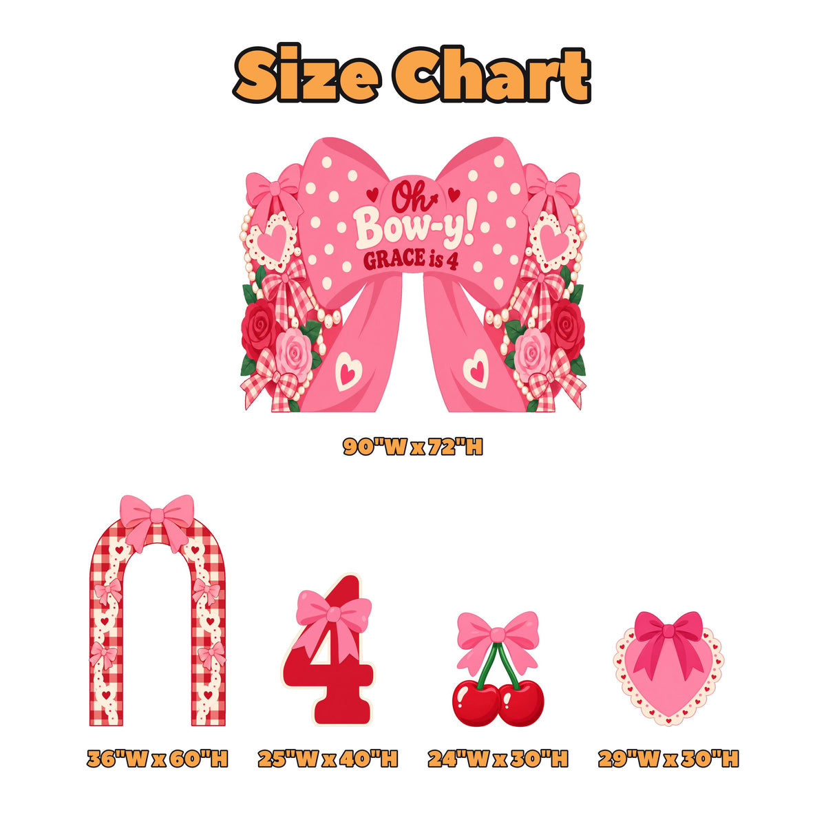 Pink Coquette Bow Cherry Birthday Set