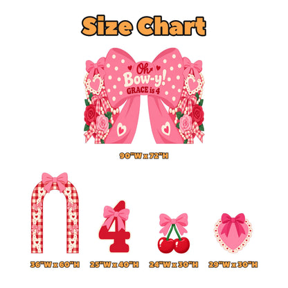 Pink Coquette Bow Cherry Birthday Set