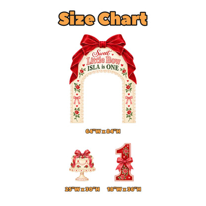 Red Velvet Bow Vintage Rose Arch Set