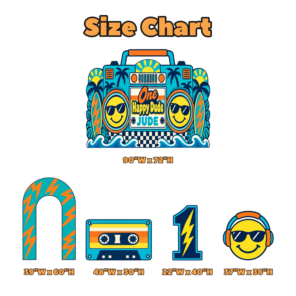 Retro Boombox Happy Dude Birthday Set