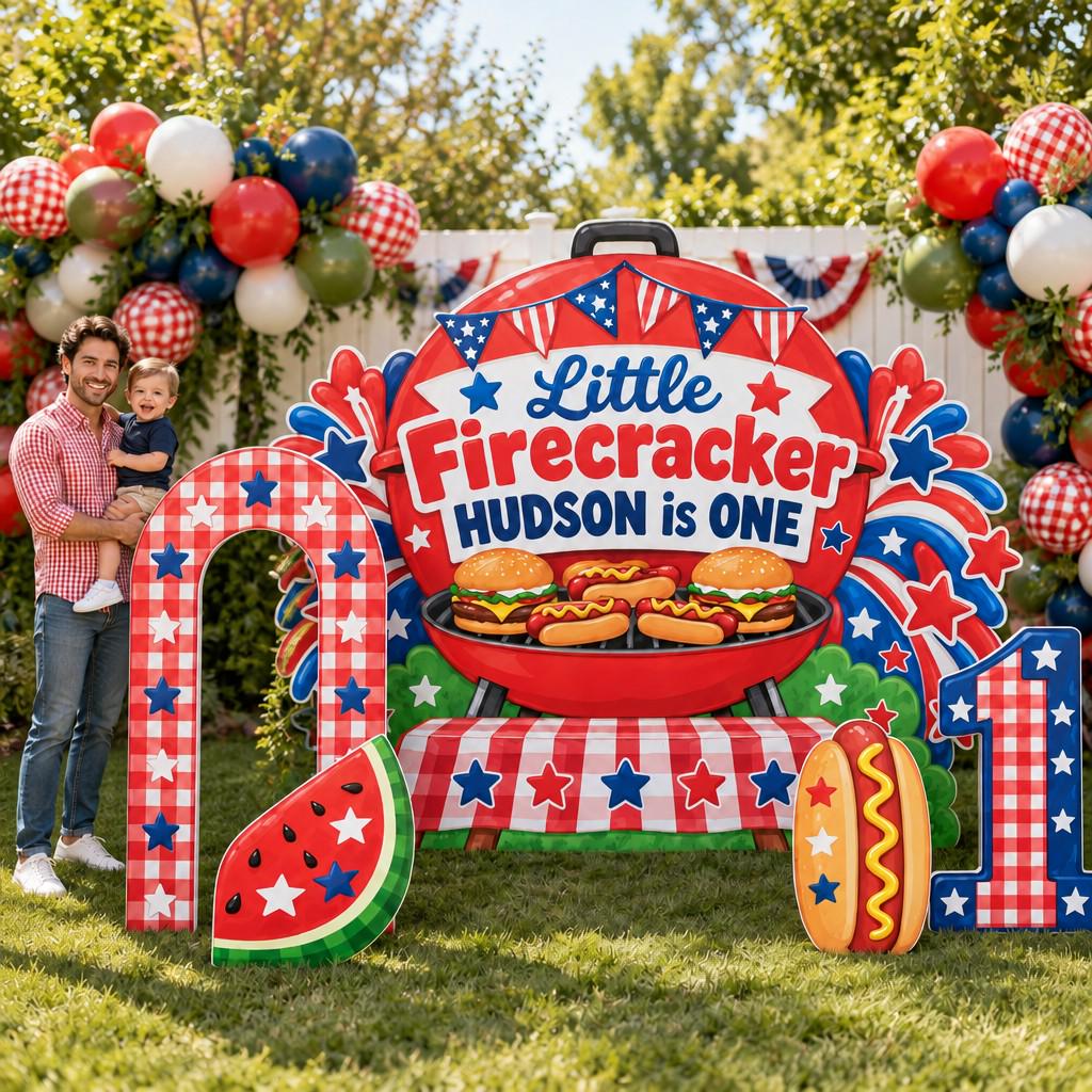 Firecracker BBQ Grill Cookout Backdrop Set