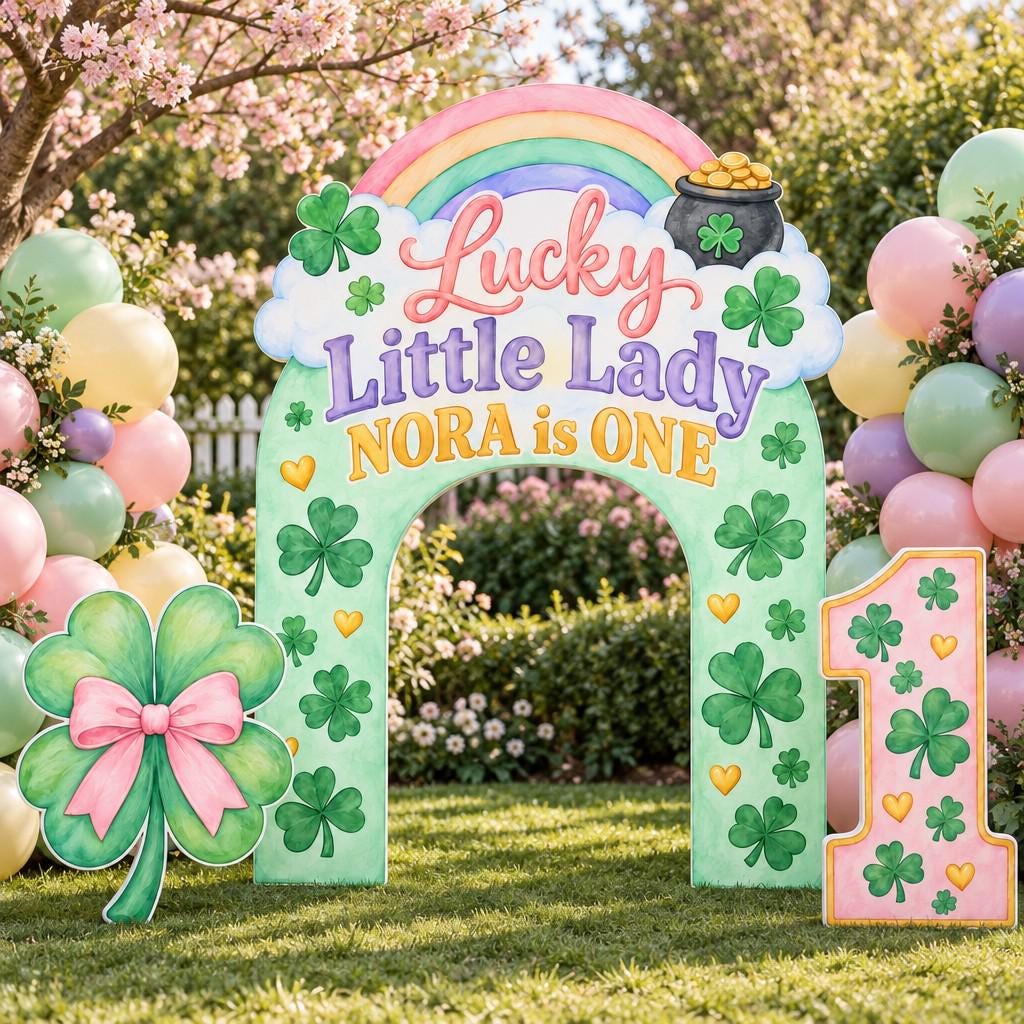 Mint Rainbow Lucky Little Lady Clover Arch