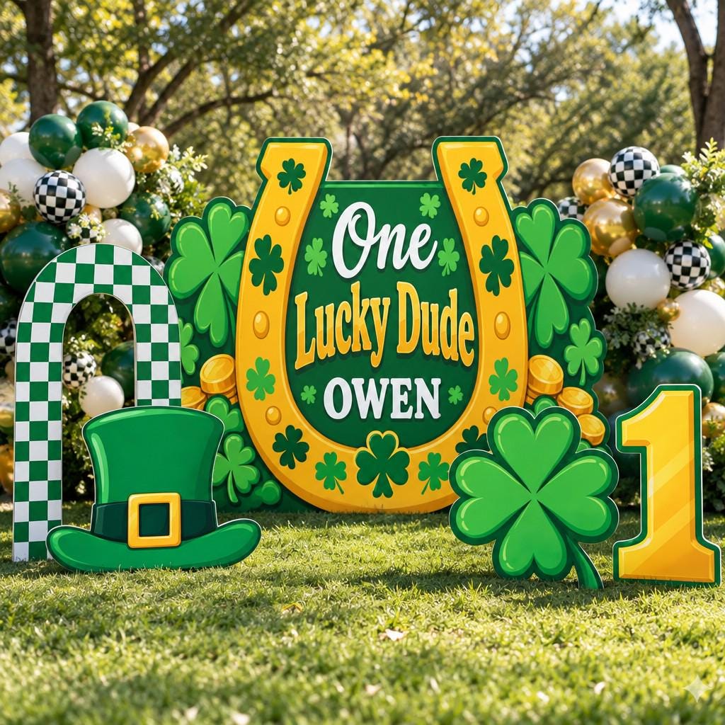 Gold Horseshoe Lucky Dude Shamrock Set