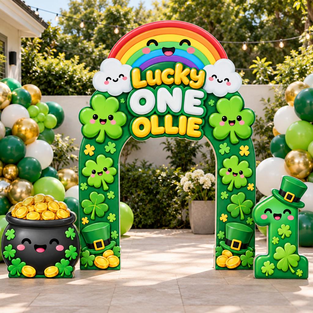 Kawaii Rainbow Shamrock Lucky One Arch