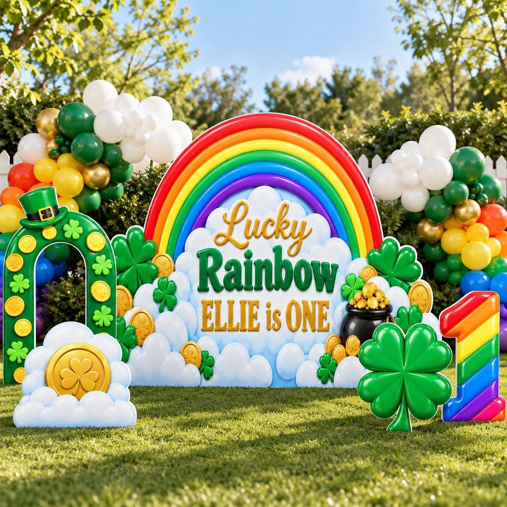 Lucky Rainbow Gold Coin Clover Set