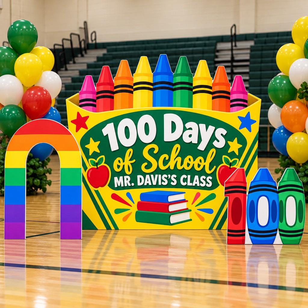 Giant Crayon Box 100 Days Backdrop Set