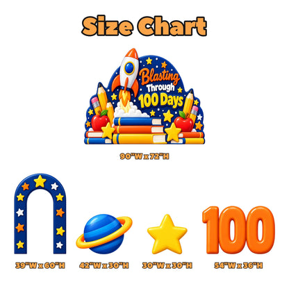 Rocket Blast Off 100 Days Backdrop Set