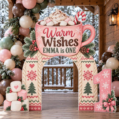Pink Cocoa Mug Knit Sweater Arch