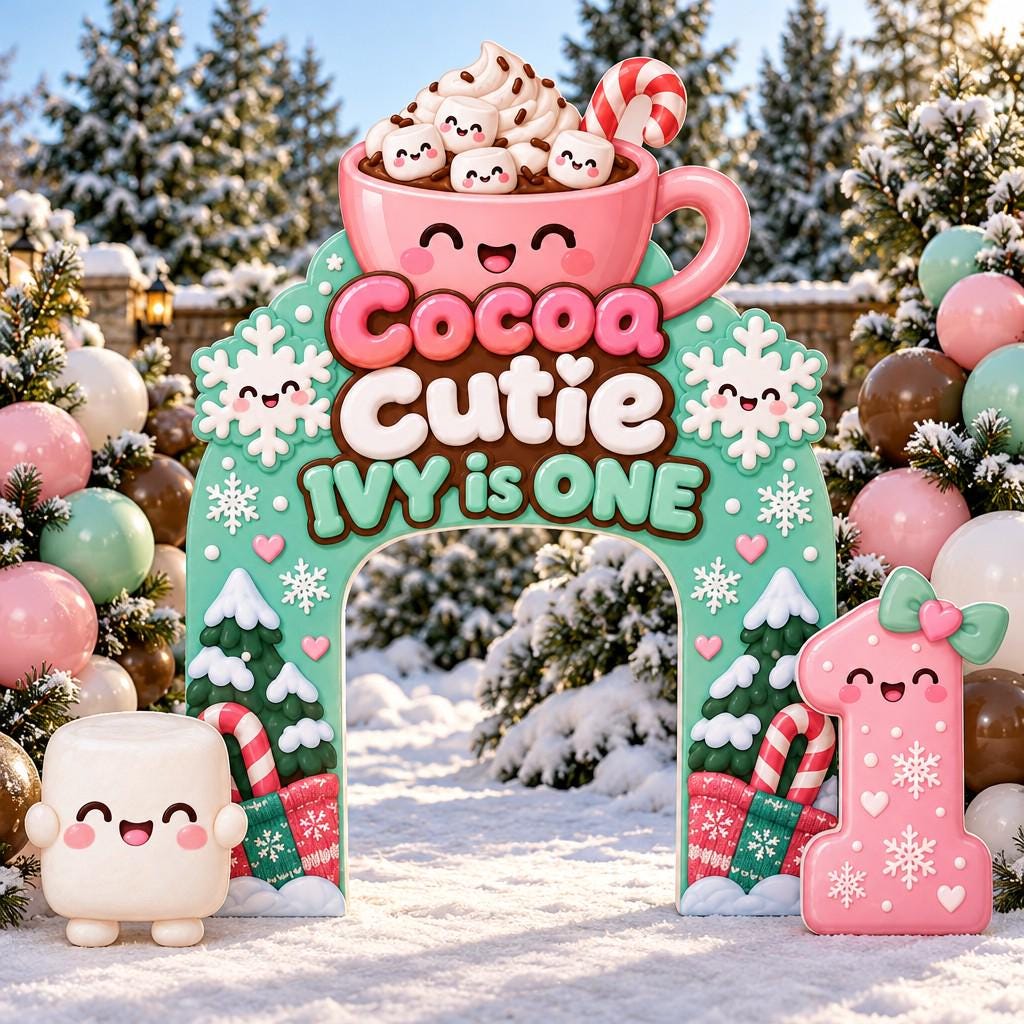 Mint Kawaii Hot Cocoa Marshmallow Arch Set