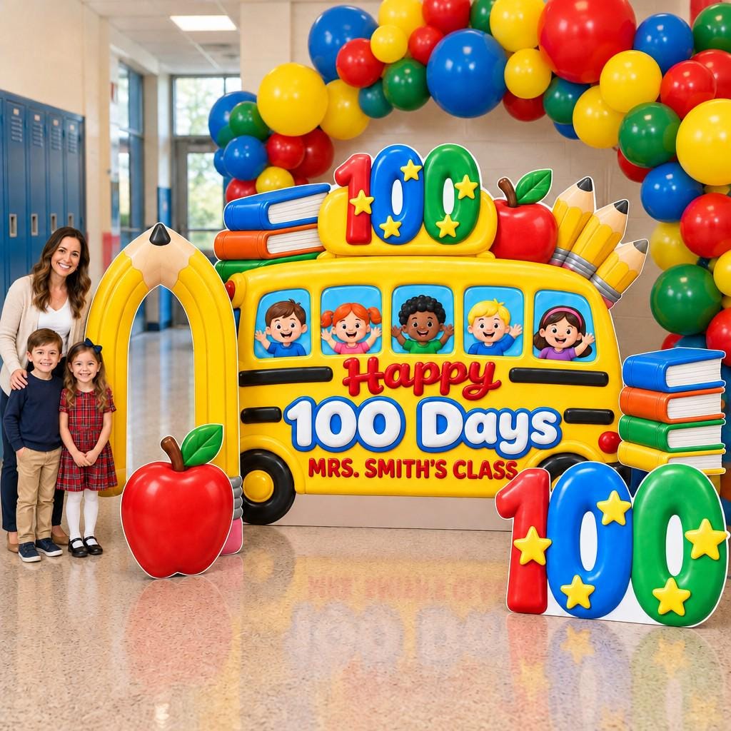 Yellow School Bus 100 Days Pencil Arch Set
