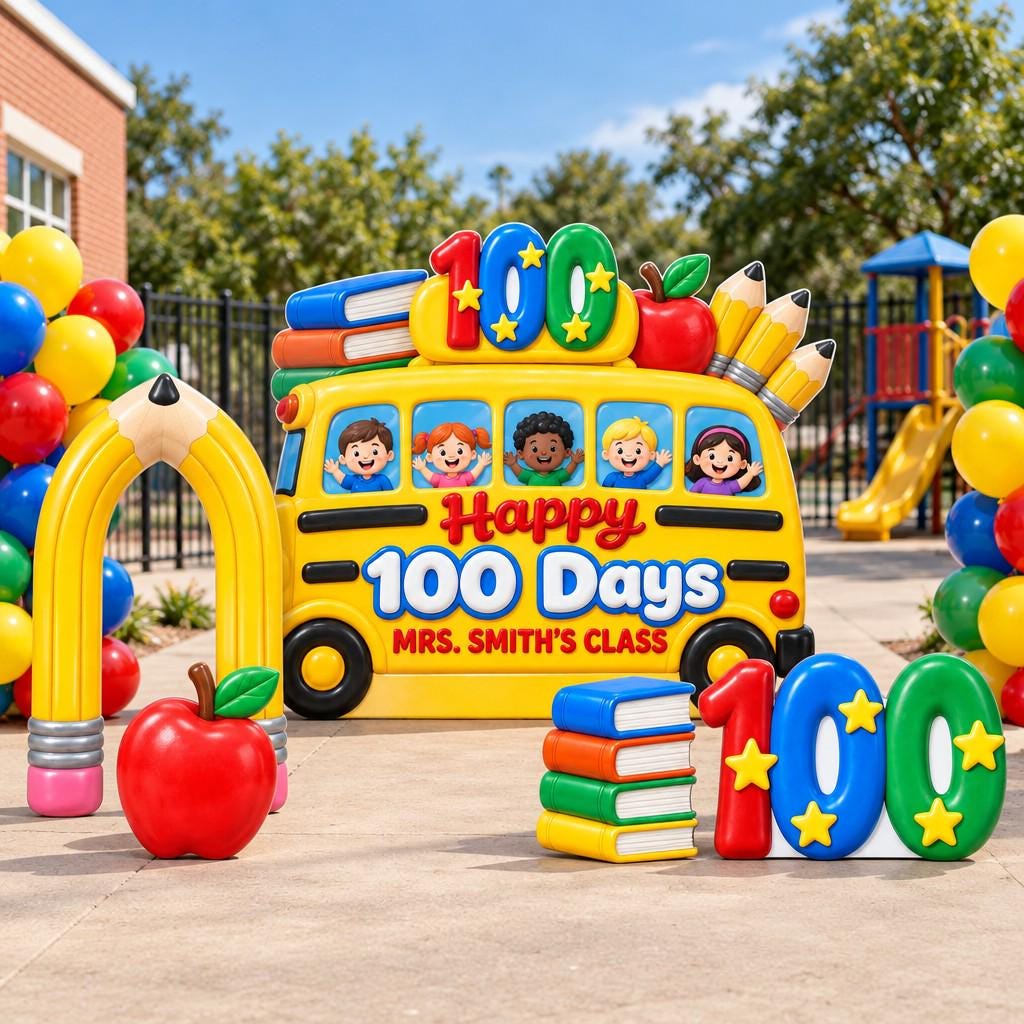 Yellow School Bus 100 Days Pencil Arch Set