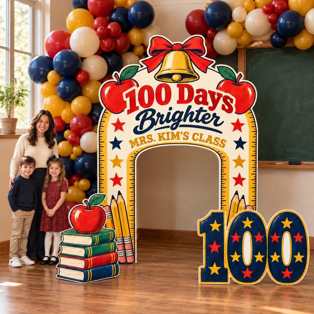 Vintage School Bell 100 Days Brighter Arch