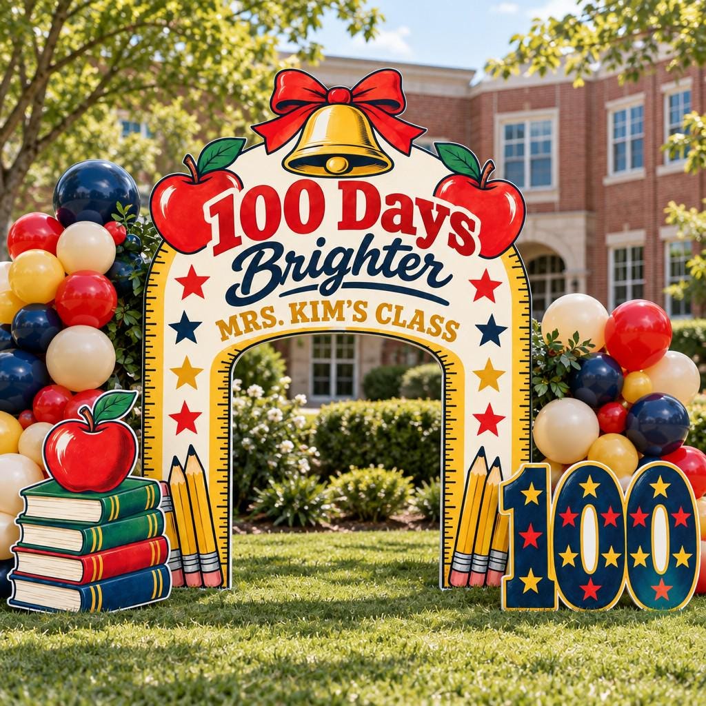 Vintage School Bell 100 Days Brighter Arch