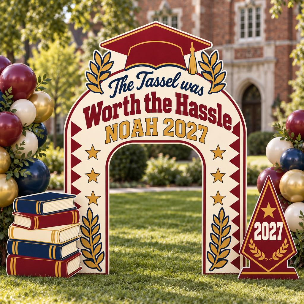 Maroon Collegiate Pennant Graduation Arch