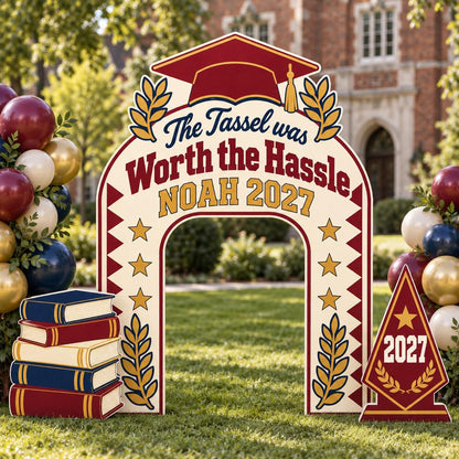 Maroon Collegiate Pennant Graduation Arch