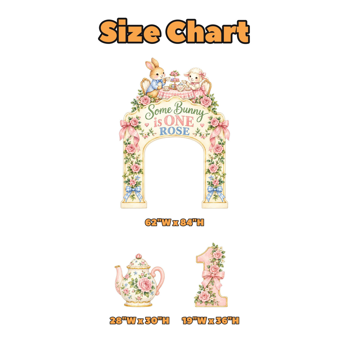 Cream Rose Bunny Tea Party Arch Set