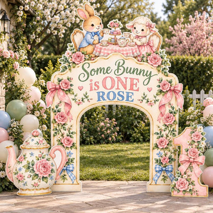 Cream Rose Bunny Tea Party Arch Set