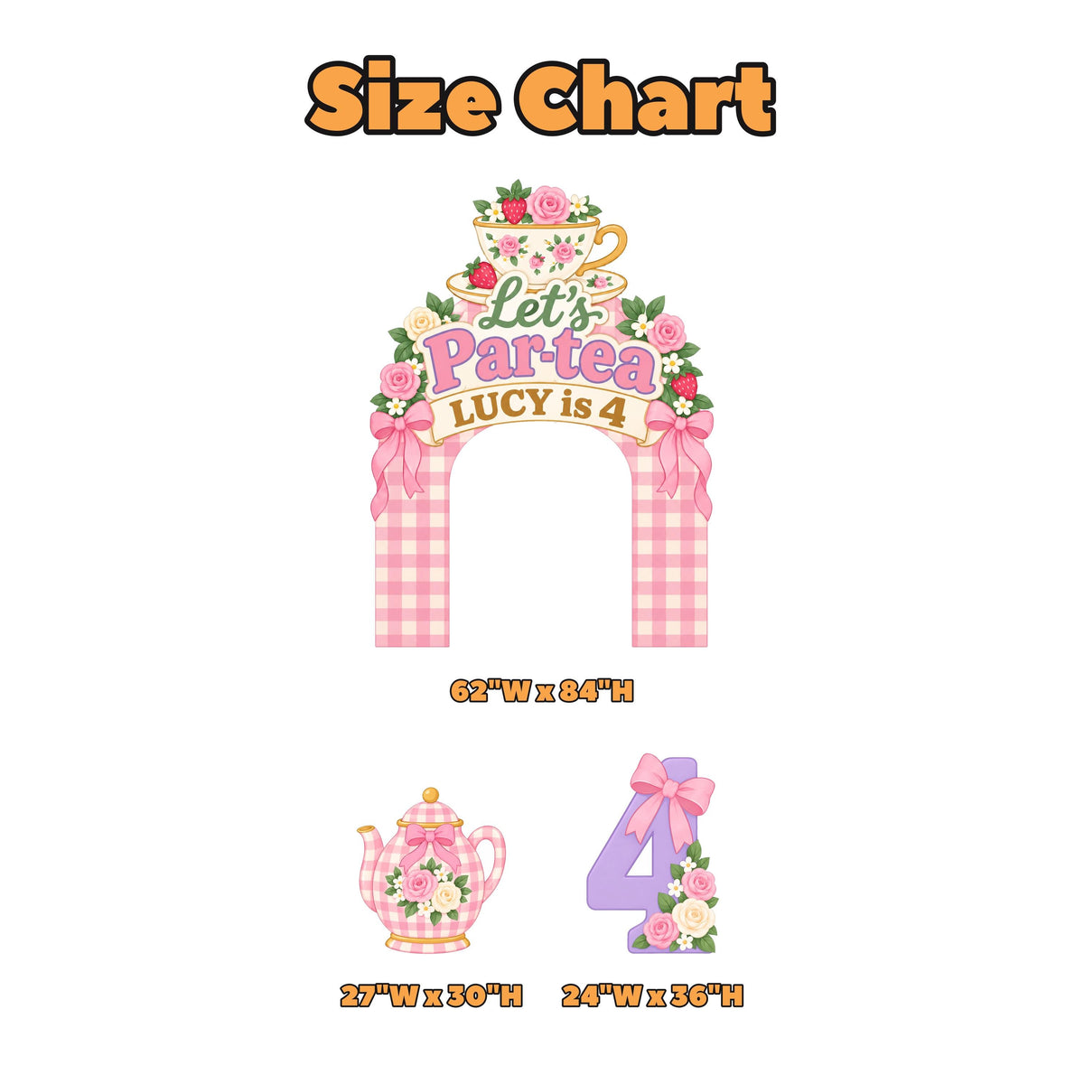 Pink Gingham Par-tea Teacup Arch Set