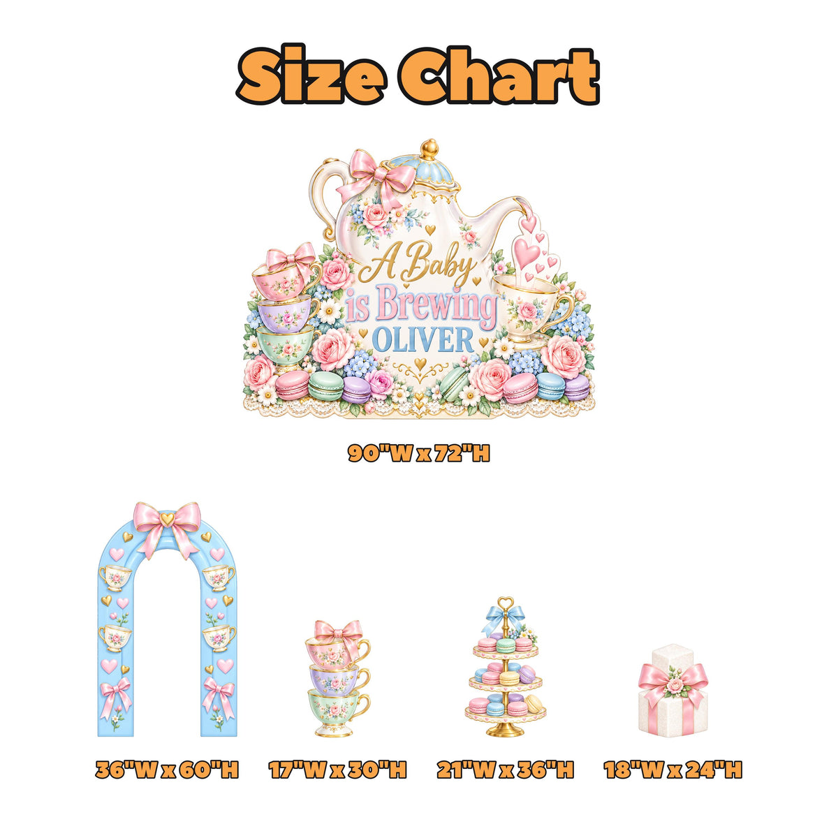 Pastel Teapot Baby Is Brewing Shower Set