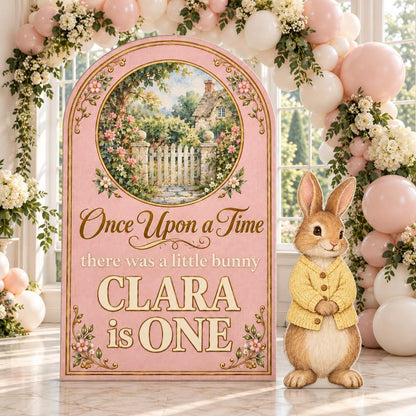 Blue Storybook Cottage Gate Bunny Arch