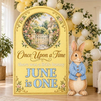 Blue Storybook Cottage Gate Bunny Arch