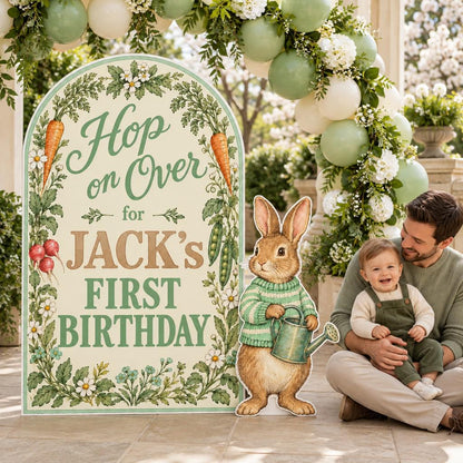 Hop on Over Botanical Bunny Birthday Arch