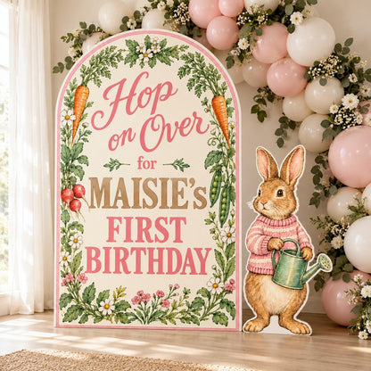 Hop on Over Botanical Bunny Birthday Arch