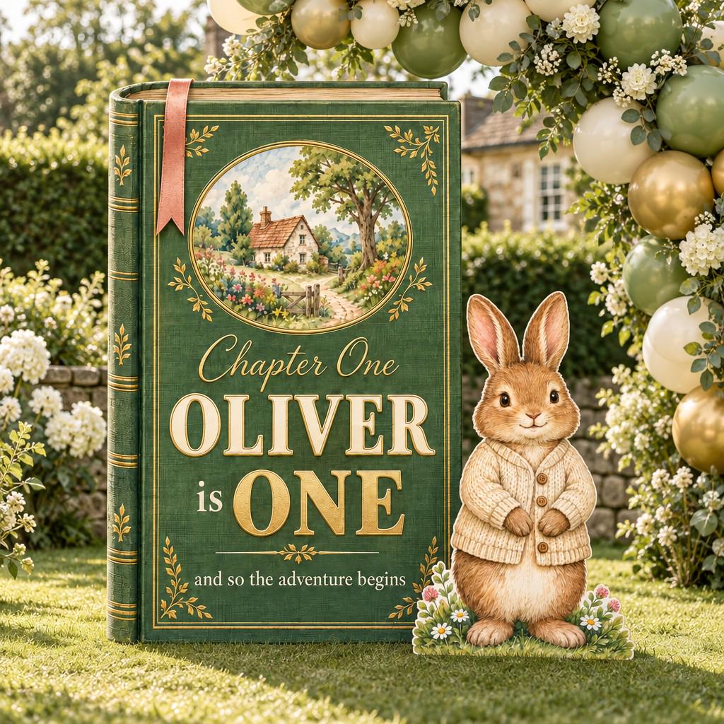Cream Rose Storybook Bunny Birthday Set
