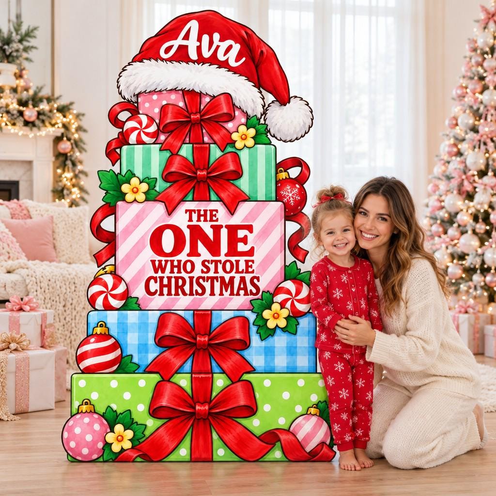 Pastel Gift Tower Stole Christmas Cutout