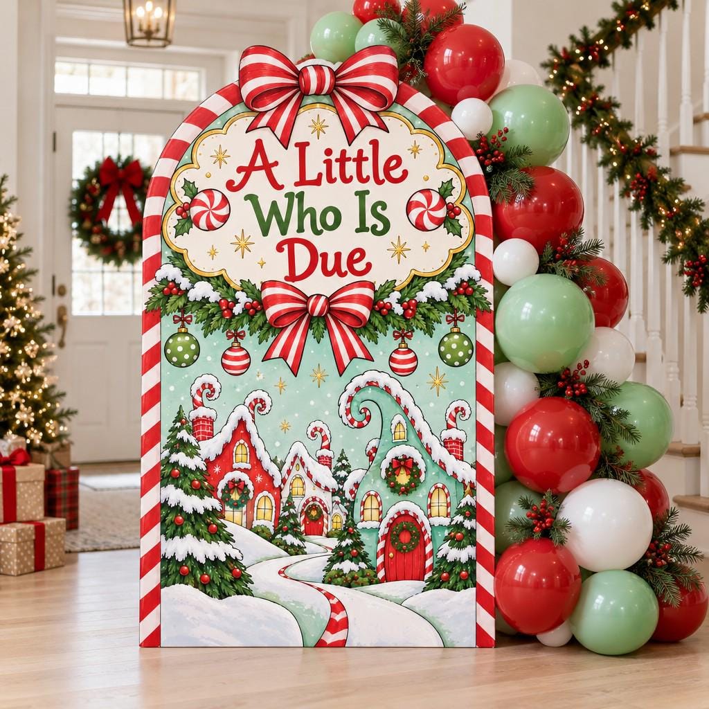 Candy Cane Whimsical Village Baby Shower Arch