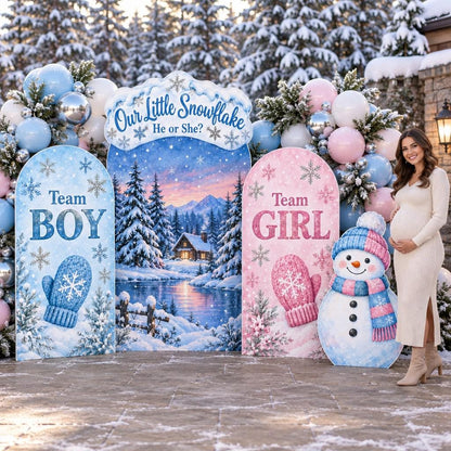 Winter Snowflake Gender Reveal Arch Set