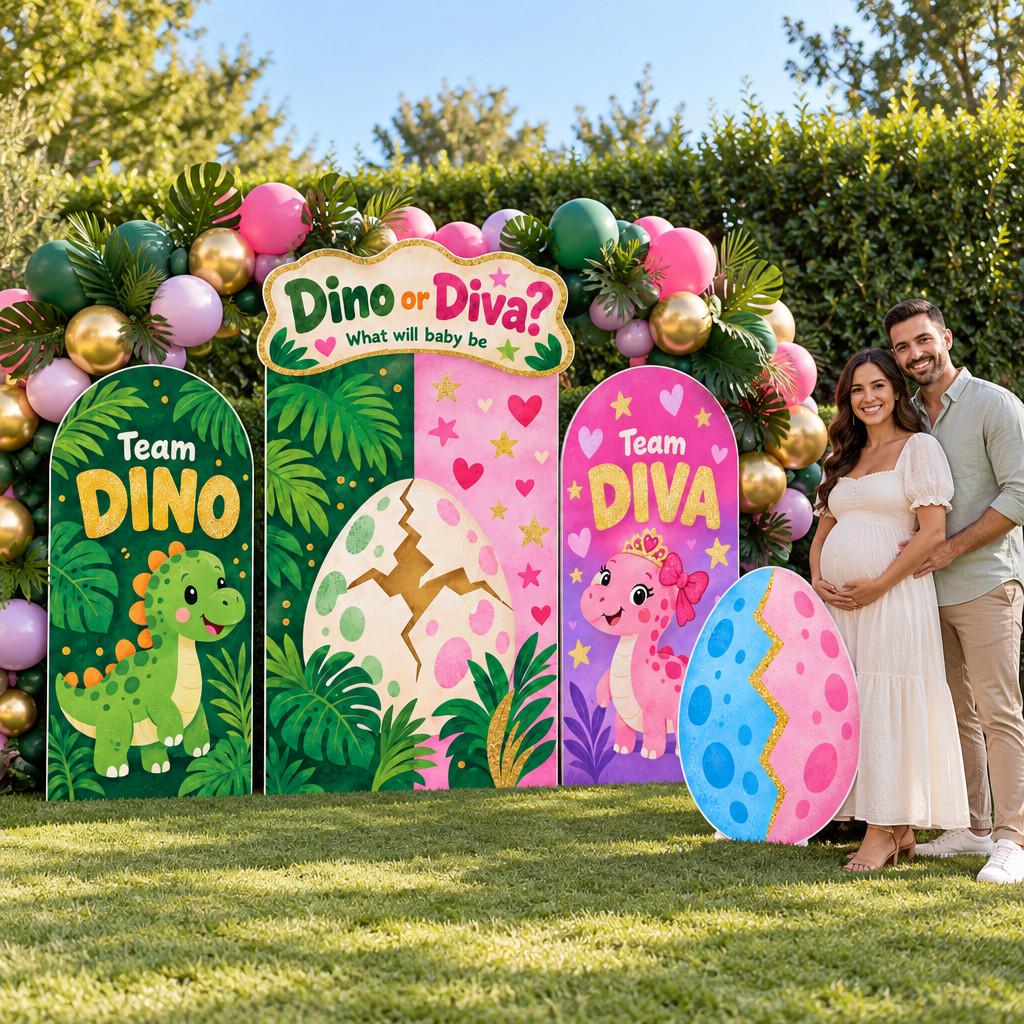 Dino or Diva Jungle Gender Reveal Arch Set