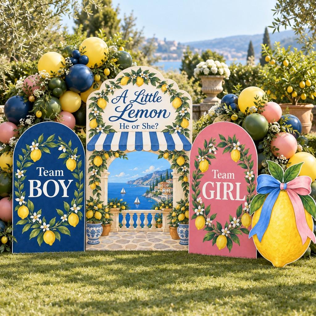 Navy Rose Lemon Terrace Gender Reveal Set