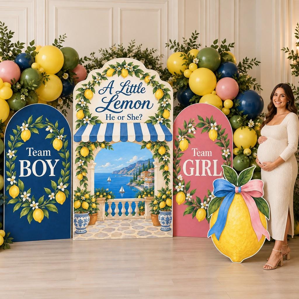 Navy Rose Lemon Terrace Gender Reveal Set