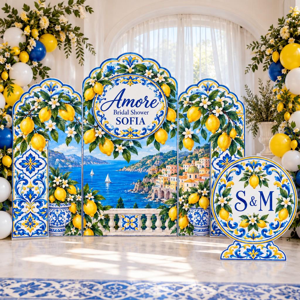 Blue Majolica Lemon Triple Arch Set