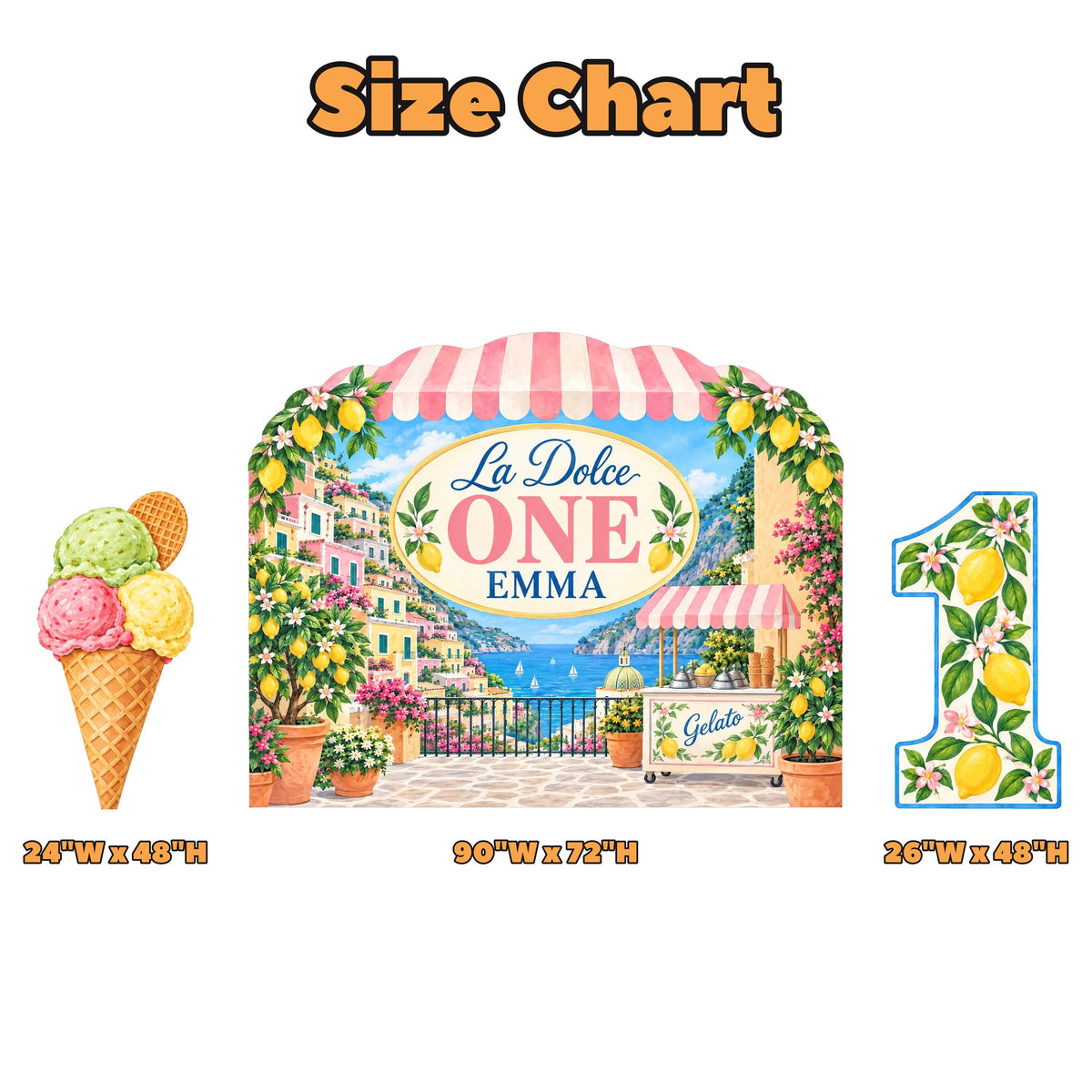 La Dolce One Positano Gelato Backdrop Set