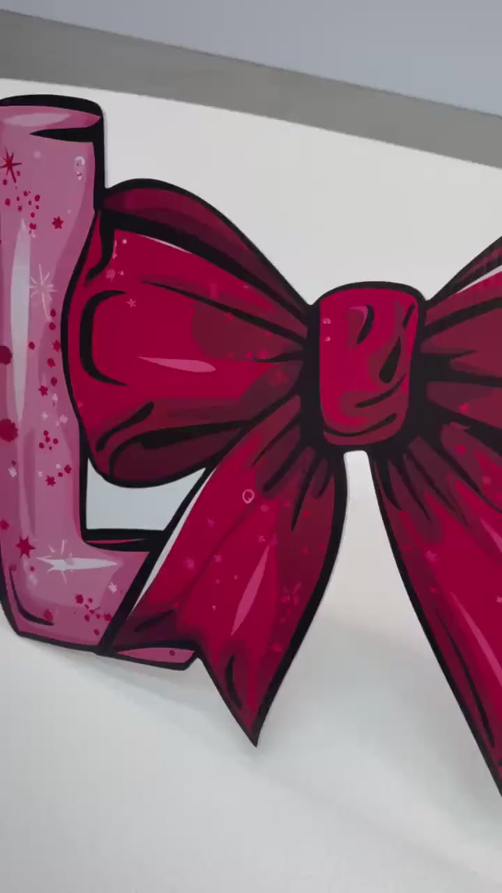 Love Bow Valentines Decoration,Valentine's Outdoor Decor, Bow Standee, Yard Signs with Stakes ,Yard Lawn Decoration, Love theme Decor