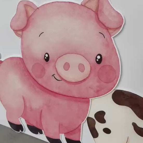 Watercolor Farm Animals Cutouts Set, Birthday Decor, Barnyard Birthday Prop, Farm Animal Standee, Baby Shower, Centerpieces, Backdrop, Signs