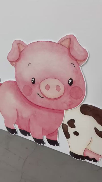 Watercolor Farm Animals Cutouts Set, Birthday Decor, Barnyard Birthday Prop, Farm Animal Standee, Baby Shower, Centerpieces, Backdrop, Signs