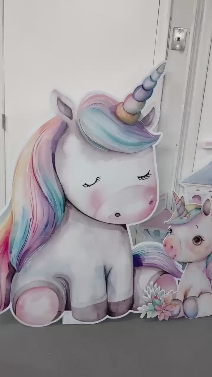Unicorn Large Cutout, Birthday Party Decorations, Rainbow Unicorn Theme Party, Cutouts Standee Centerpieces,Unicorn Castle Baby Shower Props
