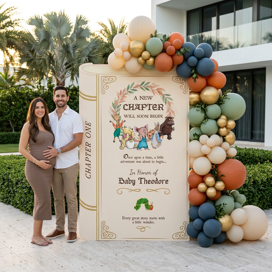 A New Chapter Begins Storybook Backdrop (Chapter One Ivory), Baby Shower, Giant Book Cutout, Personalized Baby Shower Sign, Book Themed Party Decor