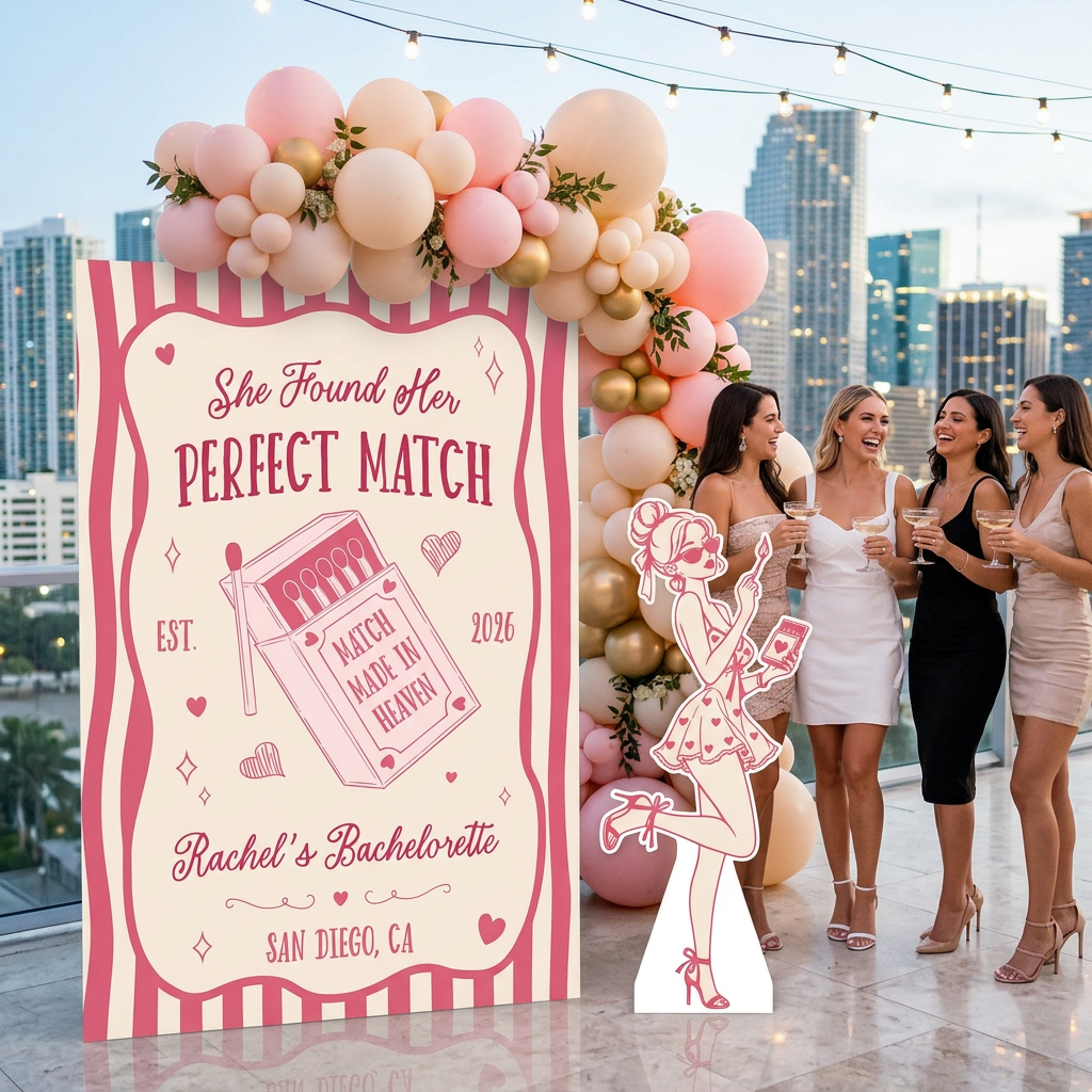Perfect Match Bachelorette Party Backdrop Set - display 1
