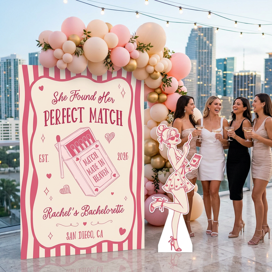 Perfect Match Bachelorette Party Backdrop Set - display 1