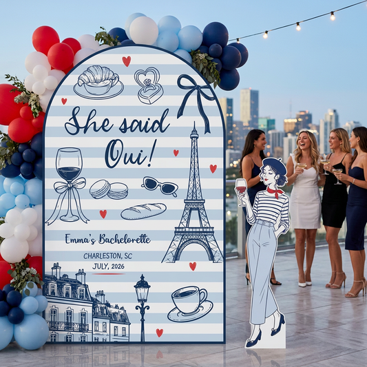 She Said Oui Paris Bachelorette Party Backdrop Set - display 1