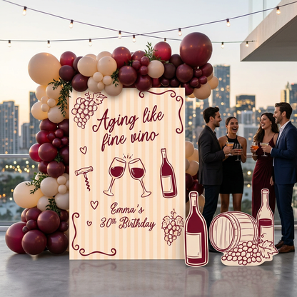 Aging Like Fine Vino Birthday Party Backdrop Set - display 1