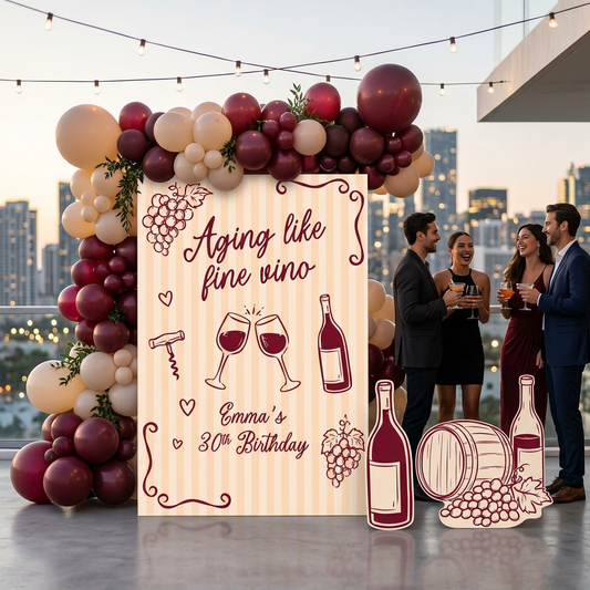 Aging Like Fine Vino Birthday Party Backdrop Set - display 1