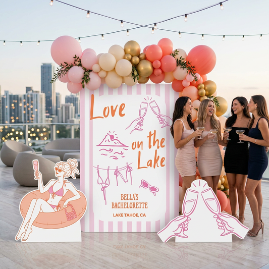Love on the Lake Bachelorette Party Backdrop Set - display 1