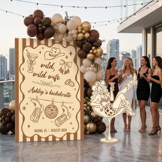 Wild Wild Wife Cowgirl Bachelorette Party Backdrop Set - display 1