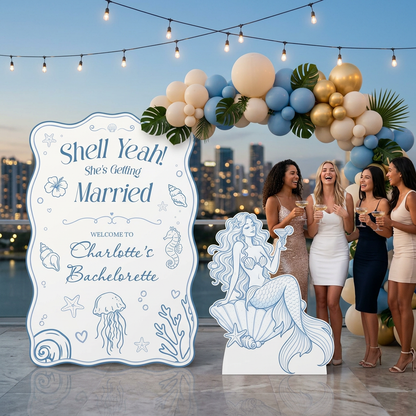 Shell Yeah Mermaid Bachelorette Party Sign Set - display 1