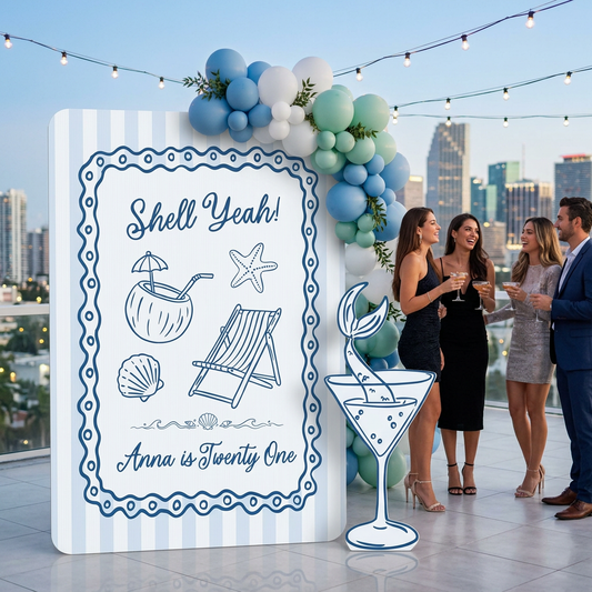 Shell Yeah Beach Birthday Backdrop Set - display 1